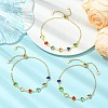 Adjustable Brass Glass Heart Link Chain Slider Bracelets for Women BJEW-JB14162-1