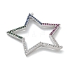 Rack Plating Brass Micro Pave Cubic Zirconia Connector Charms KK-G515-42P-02-2