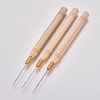 Wood Handle Iron Crochet Hook Needles TOOL-WH0079-47-1