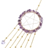 Wire Wrapped Natural Amethyst Chips Ring Hanging Ornaments HJEW-JM02371-06-4