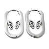 304 Stainless Steel Oval with Butterfly Hoop Earrings for Women STAS-B035-02P-1