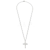 Brass Micro Pave Clear Zirconia Cross Pendant Necklaces NJEW-M211-05B-P-5