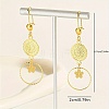 Geometric Hollow Retro Flat Round with Flower Brass Dangle Earrings DM2624-5