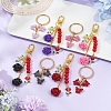 2 Styles Butterfly & Rose Synthetic Coral & Alloy Acrylic/Enamel Pendant Decorations KEYC-YW00182-01-4