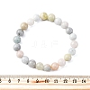 Natural Morganite Round Beaded Stretch Bracelets for Men Women BJEW-G743-01H-5