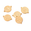 304 Stainless Steel Flat Round Connector Charms PW-WGBC551-01-1