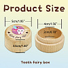 Round Beech Wooden 3D Engraved My First Tooth Fairy Box CON-WH0120-001-2