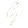 Natural Baroque Pearl Keshi Pearl Rectangle Pendant 304 Stainless Steel Cable Chain Necklaces NJEW-JN05891-4