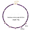 Adjustable 4MM Round and Teeardrop Natural Amethyst Beaded Necklace for Women Elegant Casual Jewelry Gift YO7964-6-2