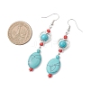Tibetan Style Alloy Synthetic Turquoise Oval Dangle Earrings EJEW-JE06575-3-4