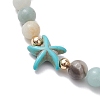 Natural Flower Amazonite &  Synthetic Turquoise Charm Anklets for Women AJEW-AN00616-03-3