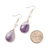 Natural Amethyst Teardrop Dangle Earrings with Natural Pearl EJEW-JE04850-01-4