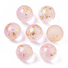 Transparent Spray Painted Frosted Glass Beads X-GLAA-N035-05B-04-1