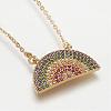 Brass Micro Pave Cubic Zirconia Pendant Necklaces NJEW-J051-19G-2