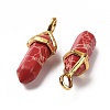 Synthetic Red Imperial Jasper Pointed Pendants G-K329-17G-3