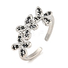 Flower Rack Plating Brass Micro Pave Cubic Zirconia Open Cuff Rings for Women RJEW-N047-01P-02-RS-1