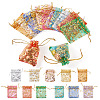 55Pcs 11 Colors Rose Printed Organza Drawstring Bags OP-TA0001-15C-1