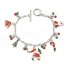 Christmas Alloy Enamel Charm Bracelets BJEW-H634-01C-KCGP-2