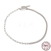 Rhodium Plated 925 Sterling Silver Curb Chain & Paperclip Chain Anklets AJEW-F162-002P-7