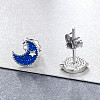 Rhodium Plated 925 Sterling Silver Enamel Stud Earrings EJEW-FF0008-010P-4