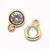 Brass Cubic Zirconia Pendants KK-P119-33-7x5mm-G-NR-2