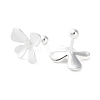 999 Sterling Silver Flower Ear Plugs Gauges EJEW-P296-24P-2