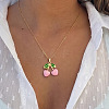 304 Stainless Steel Enamel Cherry Pendant Necklaces for Women WGA375D-03-1