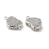 Brass Micro Pave Clear Cubic Zirconia Connector Charms KK-E068-VB339-2