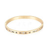 Roman Numeral Brass Hinged Bangle with Crystal Rhinestone for Women BJEW-S118-126G-1