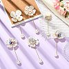 6Pcs 6 Styles Flower Plastic & Resin Rhinestone Brooches JEWB-CJ0003-39-5