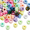 100Pcs UV Plating Rainbow Iridescent Acrylic European Beads MACR-PA0001-29-1