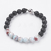 Natural Lava Beads Stretch Bracelets BJEW-I241-13N-1