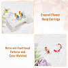FIBLOOM 3 Pairs 3 Colors Brass Flower Pattern Hoop Earrings EJEW-FI0003-07-3