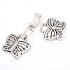 Butterfly Tibetan Style Alloy Fold Over Clasps X-TIBE-R308-02AS-NR-3