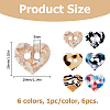 6Pcs 6 Colors Cellulose Acetate Buttons BUTT-HS0001-06-2