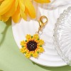 Sunflower Glass Seed Beaded Pendant Decorations HJEW-MZ00137-2