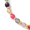 Natural Agate & Brass Round Beaded Bracelets for Women BJEW-JB12852-3