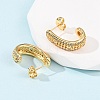 Brass Micro Pave Clear Cubic Zirconia J-Shaped Stud Earrings EJEW-B153-18G-3