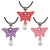 3Pcs 3 Colors Glass Seed Beads Beaded Butterfly Pendant Necklaces NJEW-MZ00083-2