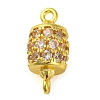 Brass Micro Pave Clear Cubic Zirconia Hollow Column Connector Charms KK-A230-05F-G-1