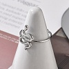 Snake 304 Stainless Steel Open Cuff Ring for Women RJEW-M049-02P-5