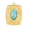 Bohemian Style 304 Stainless Steel with Synthetic Turquoise Big Pendants STAS-G381-02G-07-1