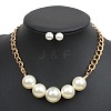 Alloy with ABS Plastic Pearl Round Beaded Necklaces & Stud Earrings Sets for Women WG13E8D-05-1