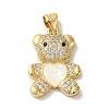 Rack Plating Brass Micro Pave Clear Cubic Zirconia Pendants KK-P268-05A-G01-1