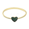 Rack Plating Brass Micro Pave Cubic Zirconia Heart Hinged Bangles for Women BJEW-R317-01C-G-2