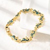 Brass Enamel Turquoise Sea Horse Link Chain Bracelets LS-BJEW-C118-03G-4