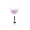 304 Stainless Steel & Resin Opal Heart Eyebrow Rings with Spike End WGE249E-01-1