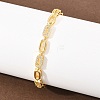 Oval Brass Micro Pave Clear Cubic Zirconia Link Chain Bracelets for Women BJEW-T025-03A-G-1
