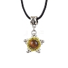 Natural Tiger Eye & Glass Seed Beaded Star Pendant Necklaces NJEW-MZ00085-01-2