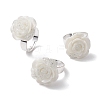 Glitter Powder Rose Resin Finger Rings RJEW-JR00731-04-1